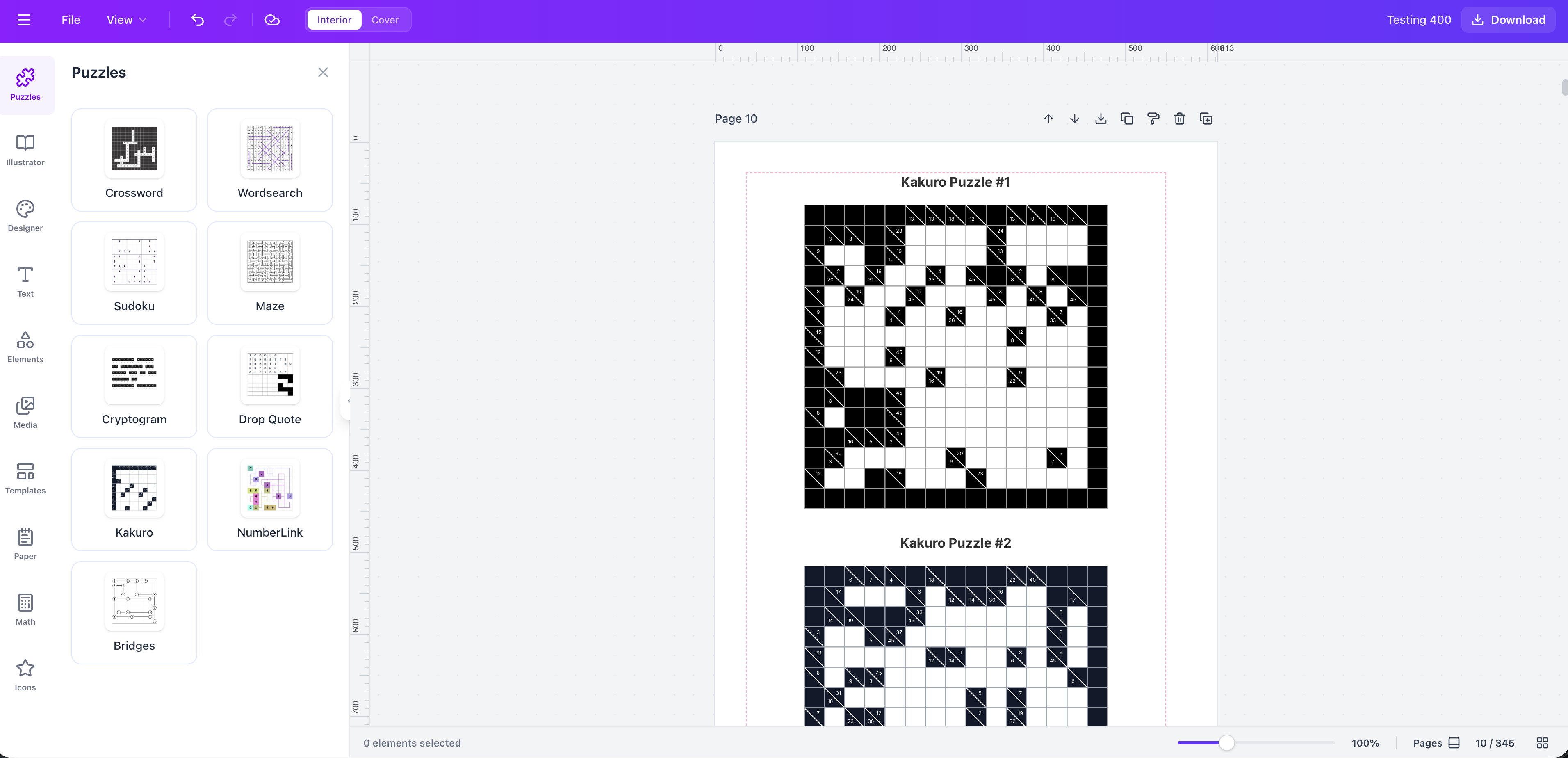 Kakuro Puzzle Generator