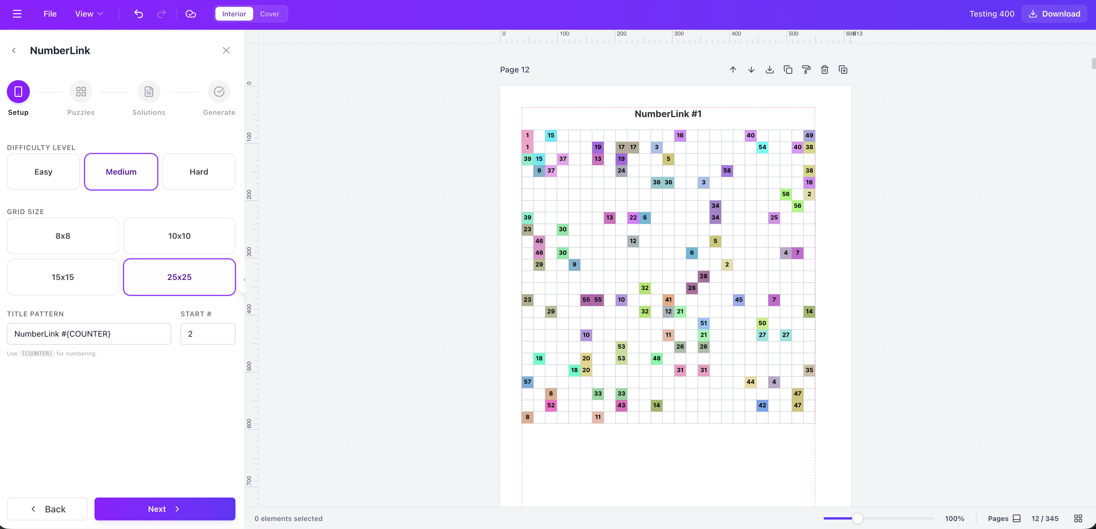 Numberlink Puzzle Generator